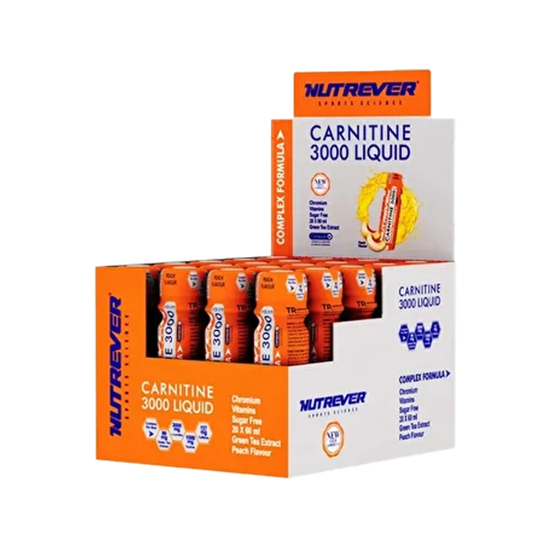 Alman Menşei Nutrever L-carnitine Şeftali Aroma Likit 20 Ampul 60 Ml