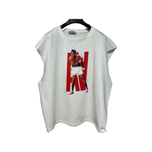 Bisiklet Yaka Kolsuz Muhammed Ali Baskılı Tshirt